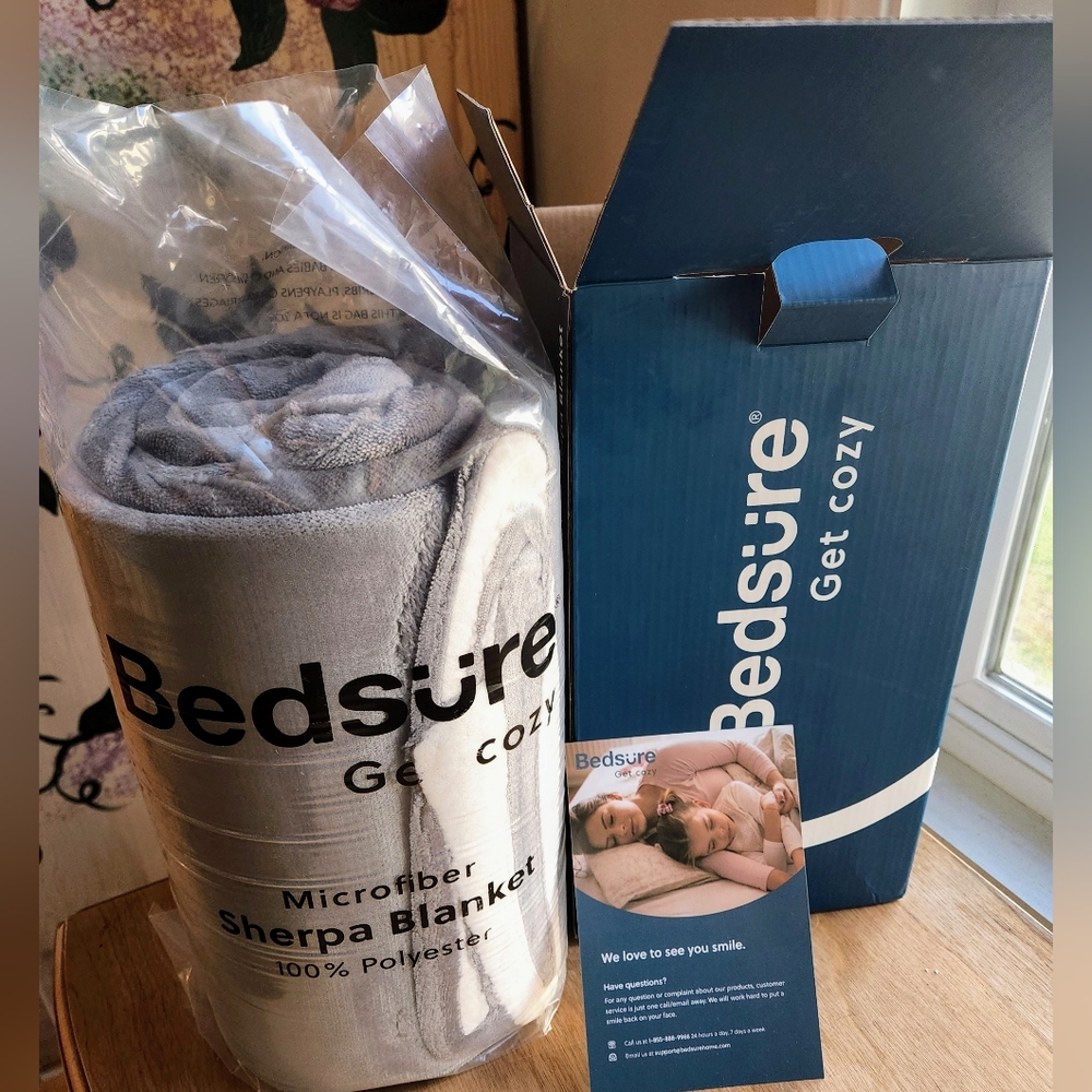 Sherpa Fleece Blanket Gray Reversible (Twin)